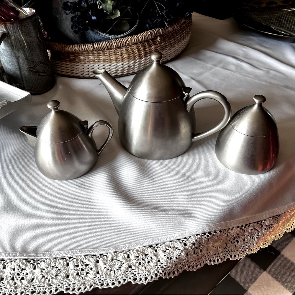 Three piece Teapot, sugar and creamer
